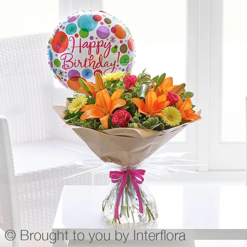 Ballons Confettis happy birthday fleurs - Royaume MELAZIC