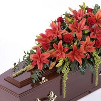 Lily and Rose Casket Spray   Red *