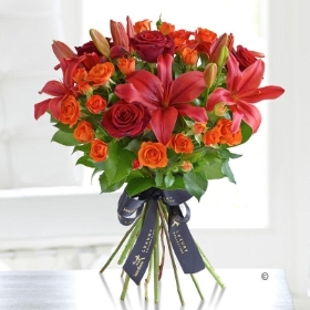 Luxury Red Lily And Rose Hand tied 2016